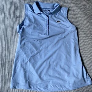 Lacoste Women’s Light Blue Sleeveless Performance Polo Shirt in Size 40